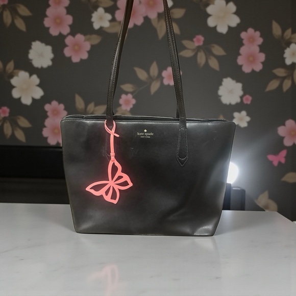 Kate Spade New York Marlee Black Tote with Pink Butterfly Accent - Picture 13 of 17